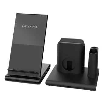 

10W Qi Fast Wireless Charger 4 in 1 for iPhone 11 Pro Charging Dock Station Stand for Apple Watch