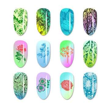 

SHOPANTS 6x12cm Nail Stamping Plates Leaf Patterns Natural Plants Leaves Nail Art Stamp Templates Stencil Accessories Tools