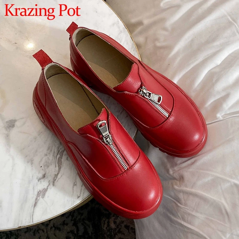 Лоферы Krazing pot женские из натуральной кожи простая стильная обувь на молнии
