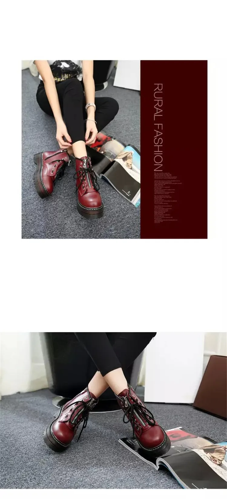 Women's Martin boots explosion models autumn and winter new non-slip Martin boots booties sponge cake thick side zipper