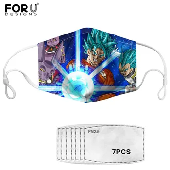 

Cool Goku Print Cotton PM2.5 Mask for Chidren Adult 7Pcs Filter Mouth Masks Outdoor Dragon Ball Z Dust/Wind proof Cycling Mask