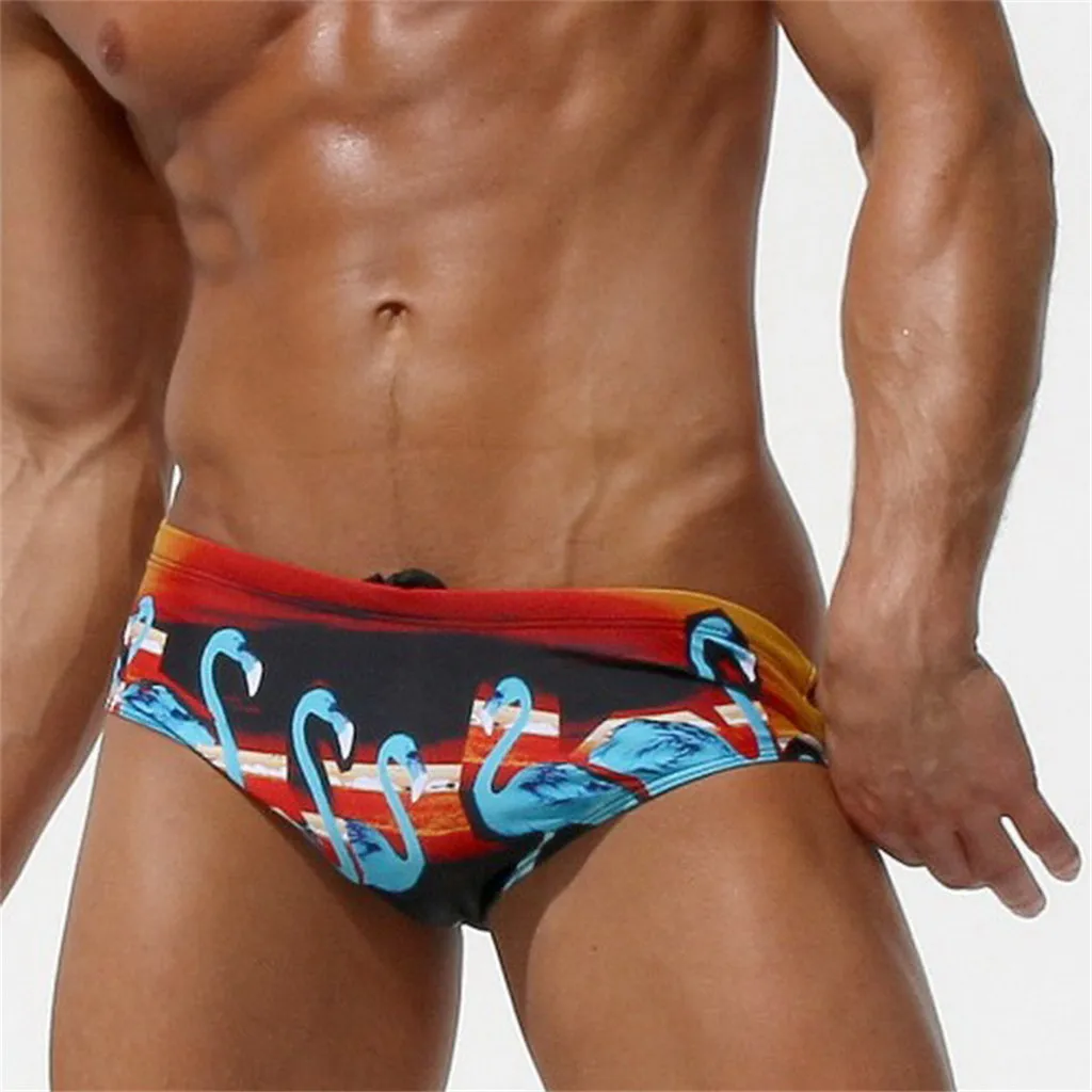 

1PC New Fashion Concise Mens Daily Sexy Printed Boxer Swimwear Swim Trunk Built-in Beam Line Comfortable Breathable Swimwears