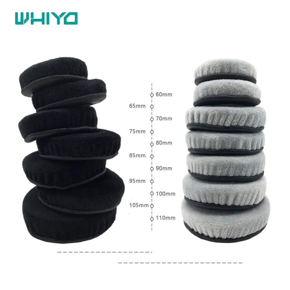 

WHIYO 1 pair of Black & Gray Universal Velvet leather Ear Pads Earpads Earmuff Cushion Replacement for All size Round Headphones