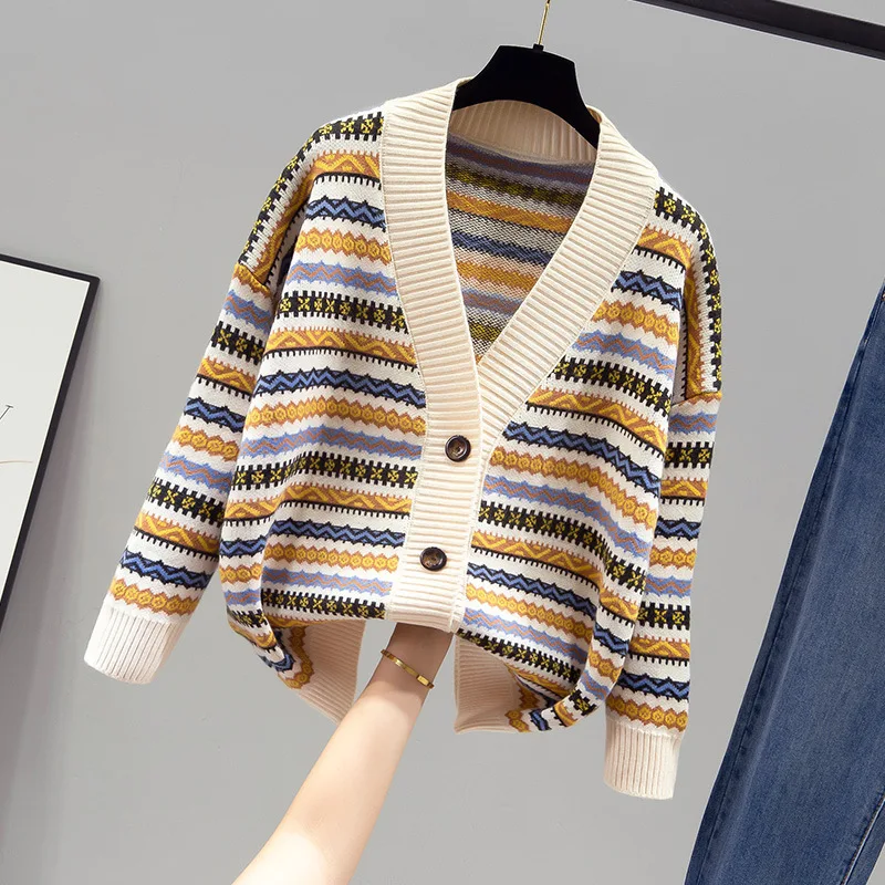 

ze tian 2020 nian New Style Autumn and Winter Loose Outer Wear Knitted Cardigan WOMEN'S Sweater Coat WOMEN'S Dress Versatile Ret