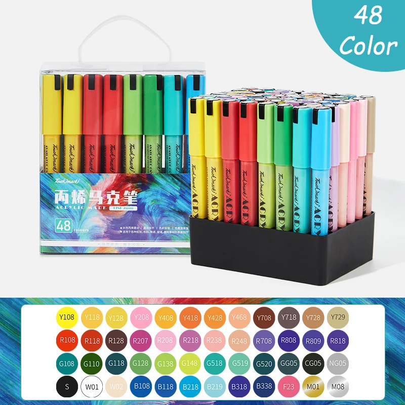 

12/24/36/48/60 Colors Acrylic Paint Markers Pen Set for Rock Painting Stone Ceramic Glass Wood Canvas Fabric Plastic DIY Metal