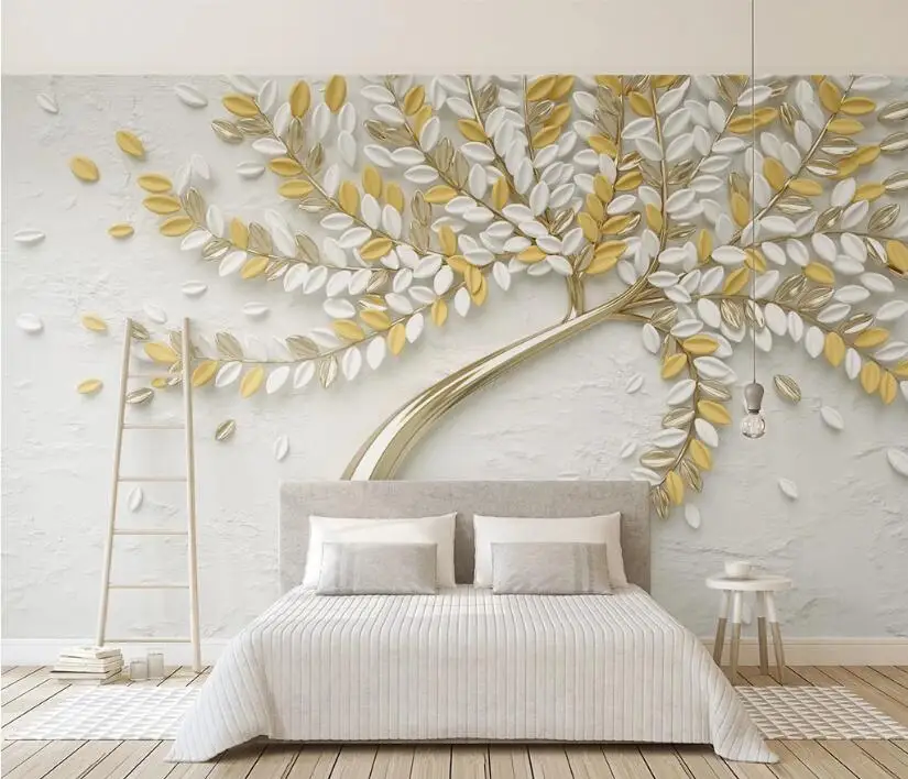 Beibehang на заказ белый цветок большое дерево фотообои гостиная постельные принадлежности комната Пейзаж Настенный декор рельефная настенная бумага