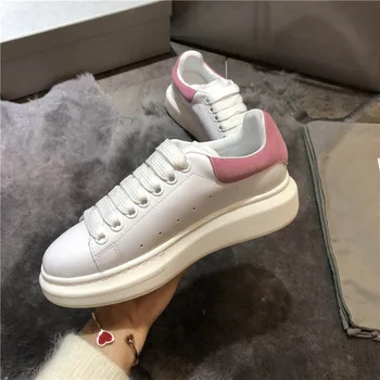 

Luxury brand ladies fashion trendy sports casual shoes leather flat shoes fashion women shoes lace up Harajuku shoes
