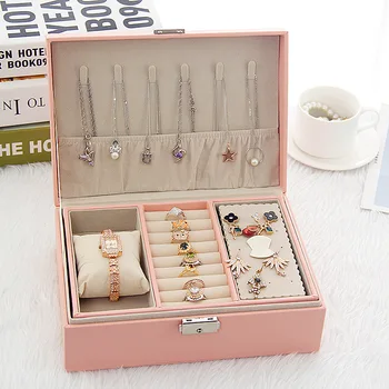 

Jewelry box double jewelry packaging PU leather watch box bracelet necklace earrings box 24*17*8.5cm