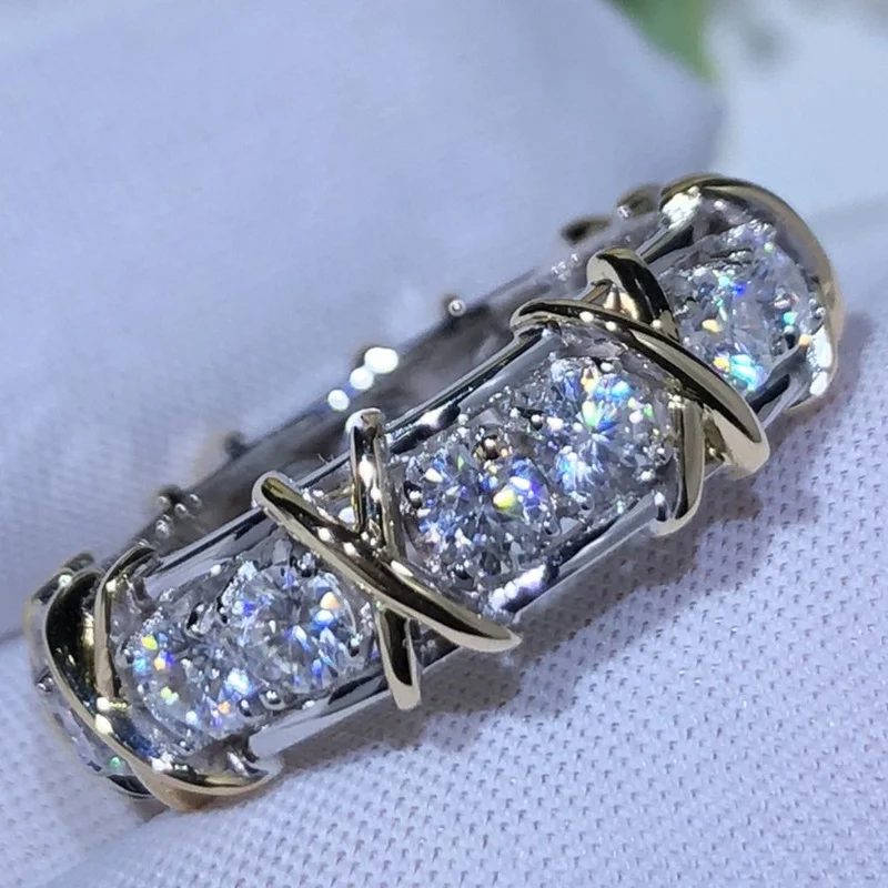 10K Gold 4mm Lab Diamond Ring 925 sterling silver Jewelry Engagement Wedding band Rings for Women Party accessory Gift silver rings,silver ring,wedding rings,gold rings