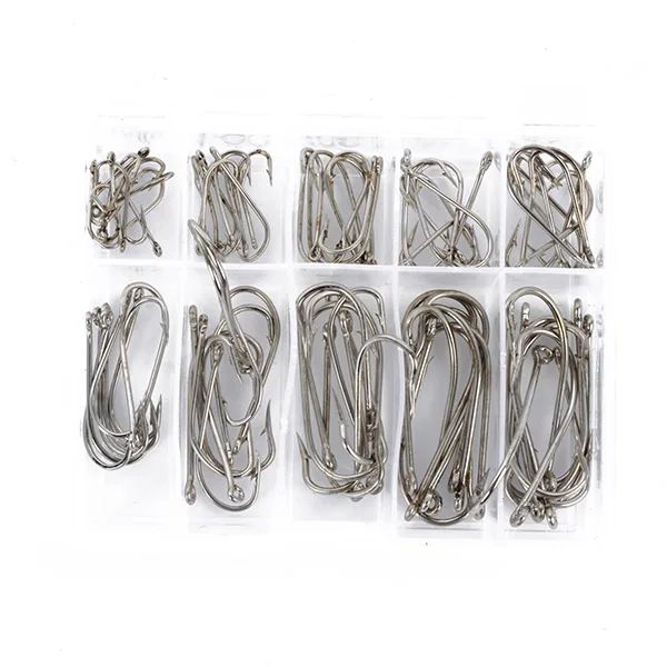 

100pcs/Box Fishing hooks Mixed Size High Carbon Steel Carp Fishing Bait Holder Jig Hole Fishhooks Fly fishing Hook Set