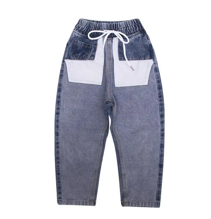 Blue Jeans Детские крутые джинсовые синие сетчатые джинсы, куртка, пальто, футболка, топ в стиле хип-хоп, одежда для девочек и мальчиков, Джазовый танцевальный бальный костюм, одежда - Цвет: Blue Jeans