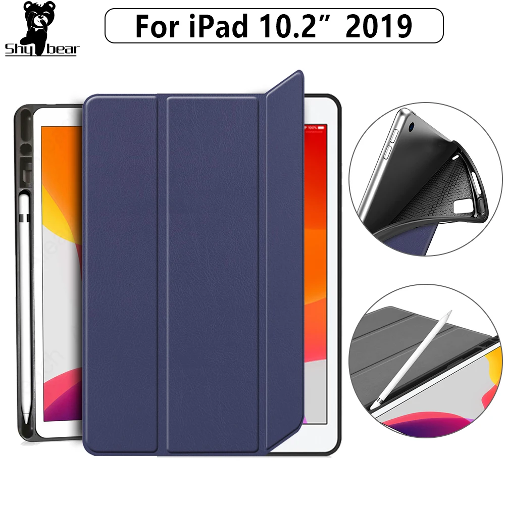 

Case for iPad 10.2 2019 Case for Apple iPad 7th Generation Soft TPU Tablet Cover with pencil holder funda capa shell +film