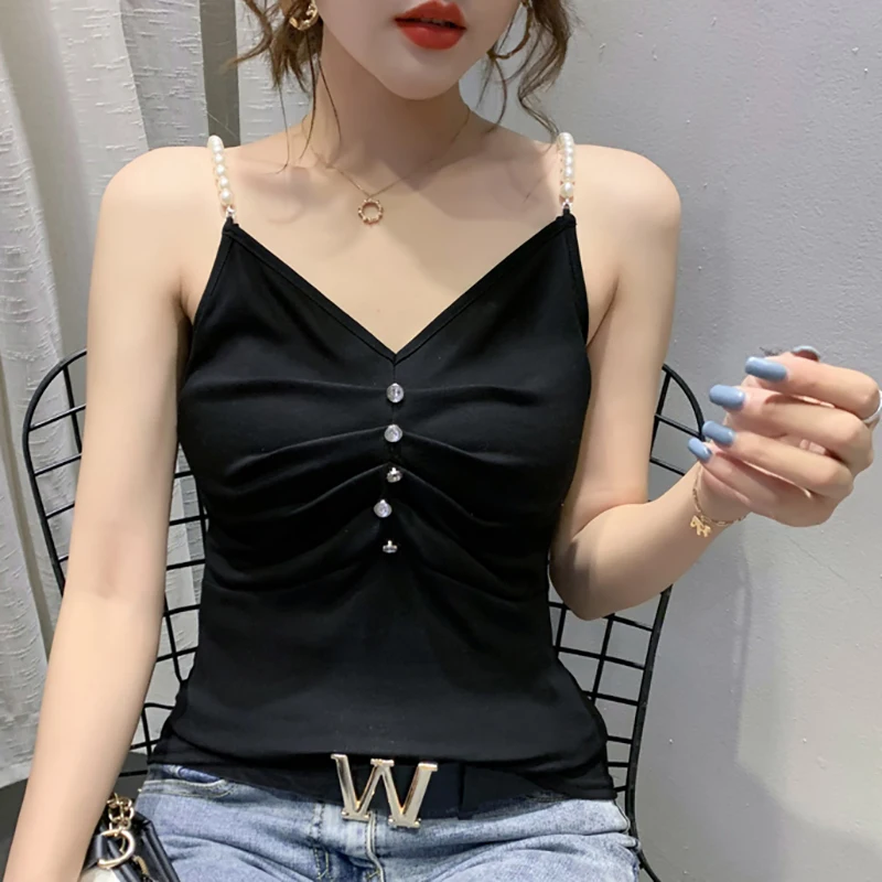 

shintimes Tank Tops Women Summer Plus Size Sleeveless Striped 2020 Fashion Beading Tanktop Sexy Top Camisole Clothes Haut Femme