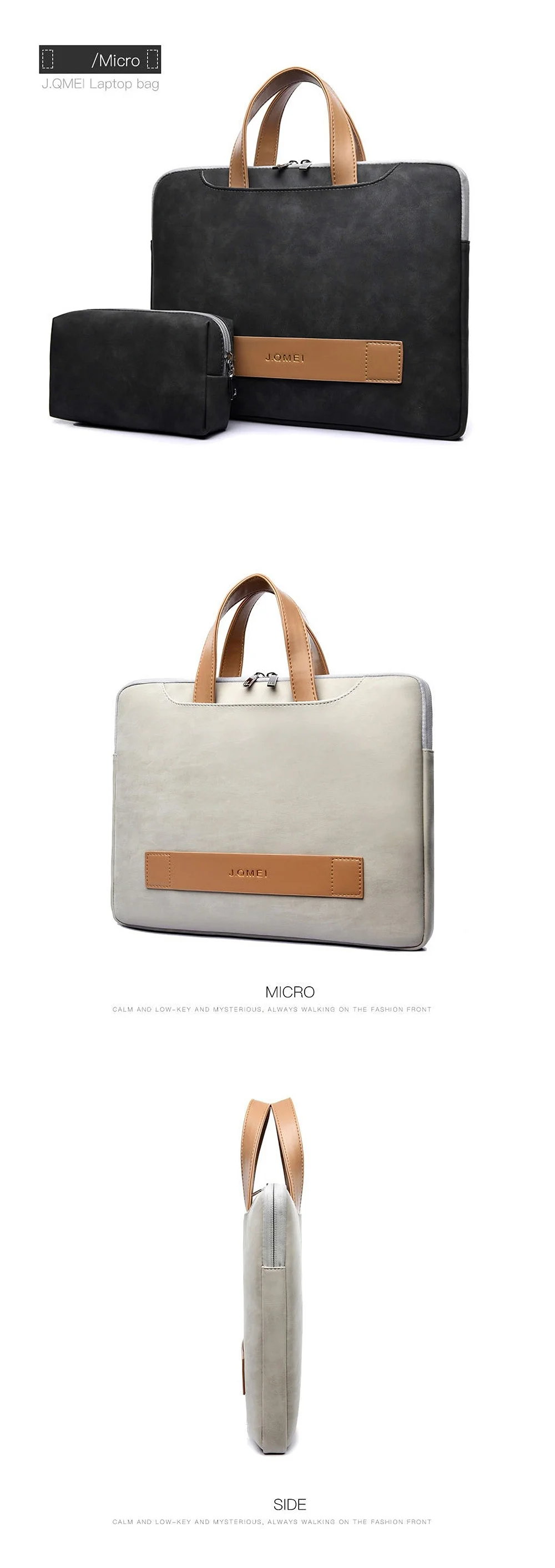 13.3/14 15.6 inch Portable Laptop Bag Waterproof PU Leather Laptop Case Casual Business Handbag for Men and Women