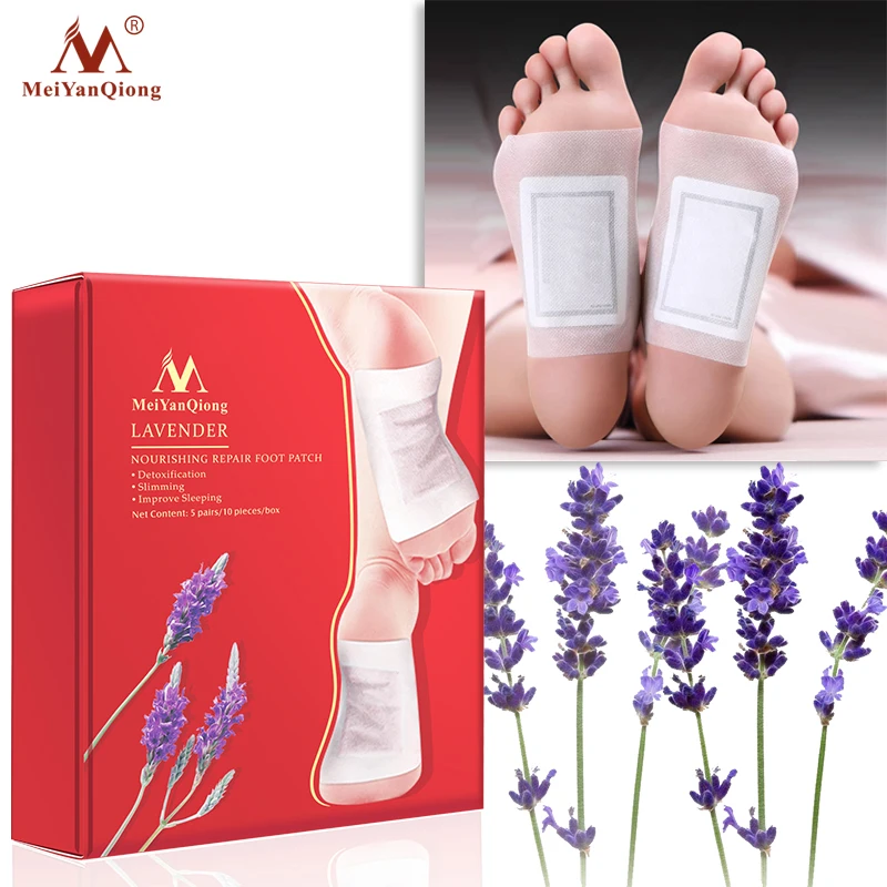 meiyanqiong 1 Box Lavender Detox Foot Patches Nourishing Repair Patch Improve Sleep Quality Slimming Loss Weight Care | Красота и