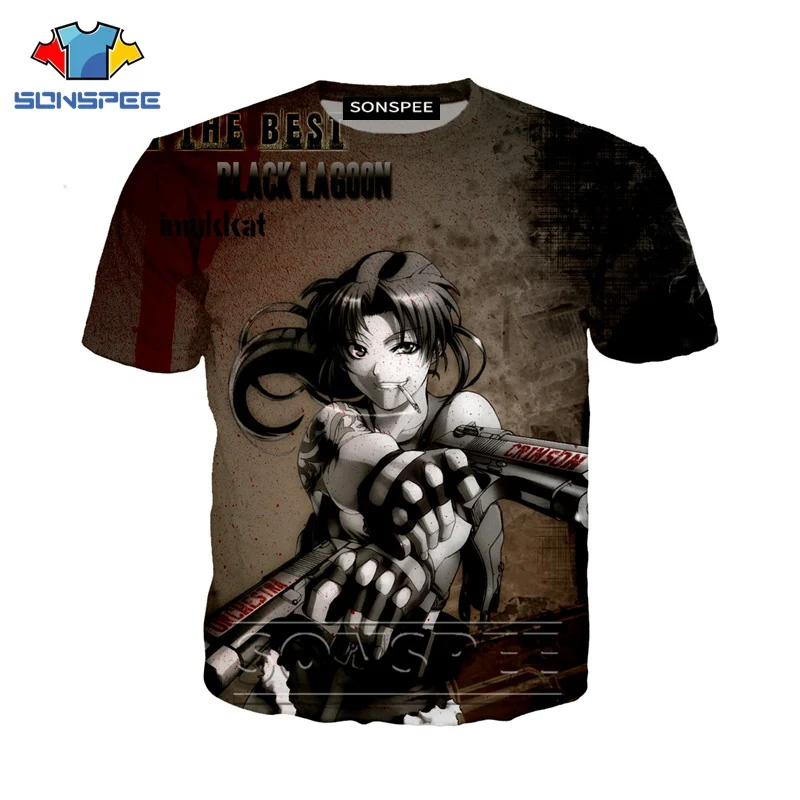 Аниме 3d печать Черная Лагуна пистолет футболка уличная досуг мужская пляжная Женская модная футболка Harajuku Детские рубашки homme футболка A164 - Цвет: 16