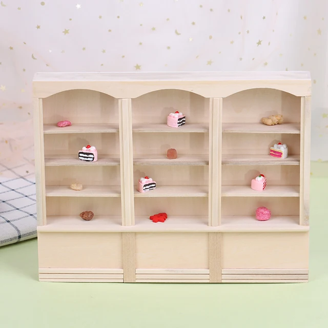 1/12 Dollhouse Miniature Bookcase Display Shelf Modern Style Doll House Furniture Toys 6