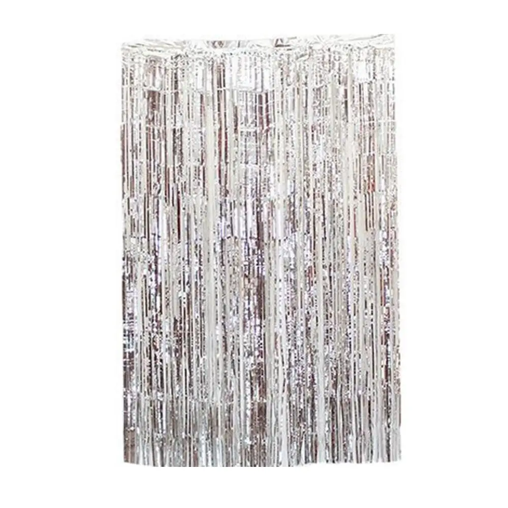 2M Gold Silver Metallic Foil Tinsel Fringe Curtain Birthday Party Decoration Wedding Photography Backdrop Curtain Photo Props