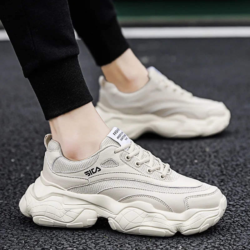 

Spring And Summer Men Korean-style Thick Bottomed Sports Running Shoes Students Breathable Mesh Shoes Trendy Shoes Sneakers