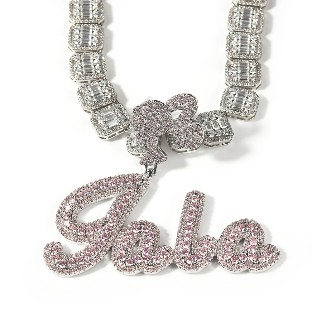 Two Tone Icy Chain Pendants THE BLING KING ICY Girl Clasp