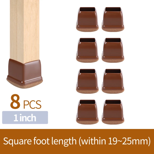 Upgraded Chair Leg Protector Covers Pads For Hardwood Furniture Floor Protectors Caps Sock Round Square Feet Protection Non Slip Rectangle 19-25mm