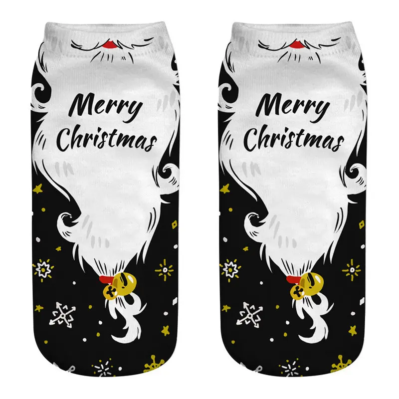 Новые рождественские носки с 3D принтом забавные Мужские Носки с рисунком лося снеговика Санты соккен с низким вырезом унисекс на лодыжке Xmas Sox Calcetines hombre - Цвет: 20
