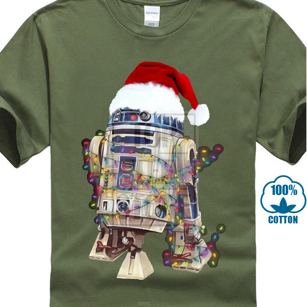 R2D2 Рождество Звездные войны рубашка ультра черный хлопок мужская футболка 023712 - Цвет: Армейский зеленый