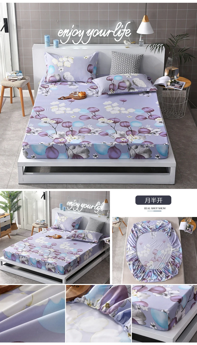 Натяжная простыня из полиэстера King queen Full double size 3 шт. простыня+ 2 шт. наволочка наматрасник с резинкой