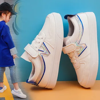 

New Canvas Children Color Bar Embroidery Princess Shoes Kids Girls White Sneakers 2020 New Fashion Flat Shoes For Girls