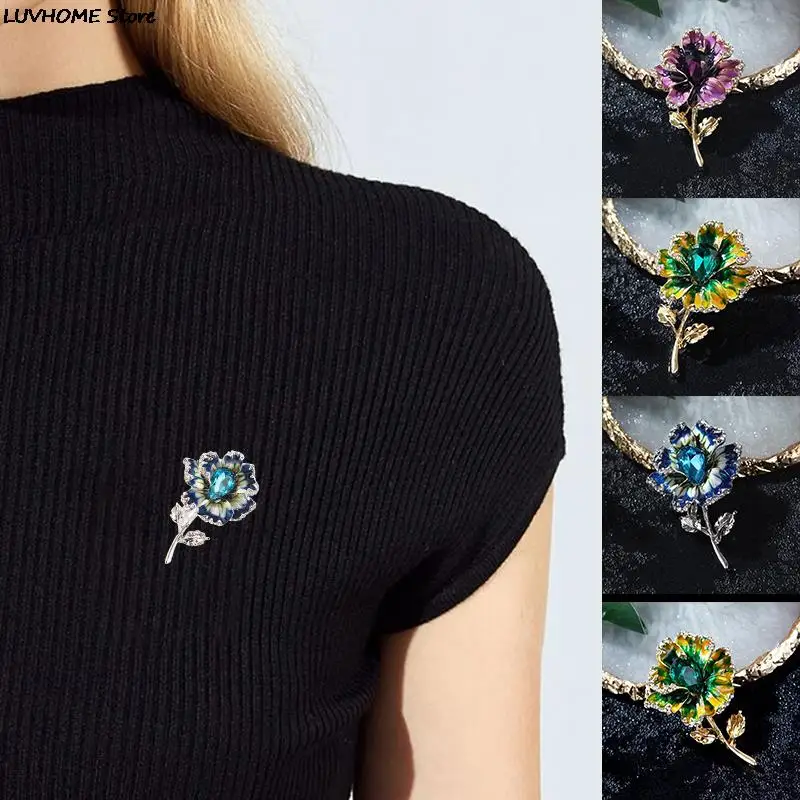 Flower Brooch Pins Crystal Brooches For Women Clothing Decoration