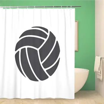 

Bathroom Shower Curtain Ball Volleyball Volley Activity Black Circle College Competition Draw Polyester Fabric Waterproof Bath