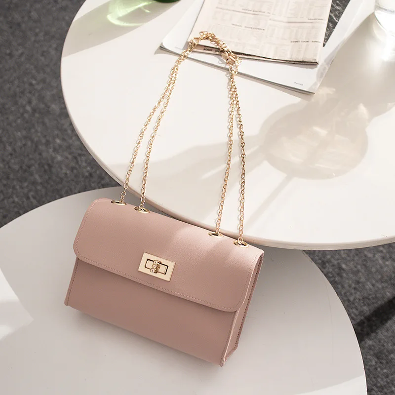 Британская мода, простая маленькая квадратная сумка, женская дизайнерская сумка, Высококачественная сумка из искусственной кожи с цепочкой, сумки на плечо для мобильного телефона - Цвет: Pink