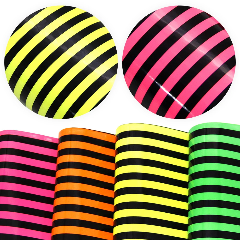 

David accessories 20*34cm Stripe Smooth Surface Fluorescence Printed Synthetic Faux Leather Leatherette Fabric DIY ,1Yc7698