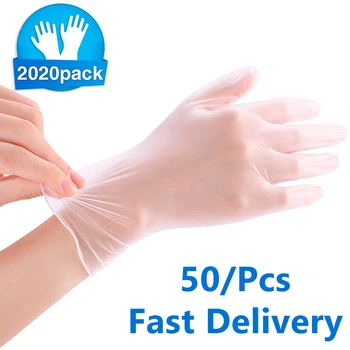 

2020 Transparent Disposable Gloves Latex Free Non-Sterile Food Safe Examination Gloves and Comfortable to Wear 100Pcs