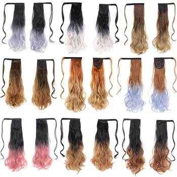 

DIANQI long curly ponytail extensions synthetic hair high temperature fiber 9 ombre colors available for women fake
