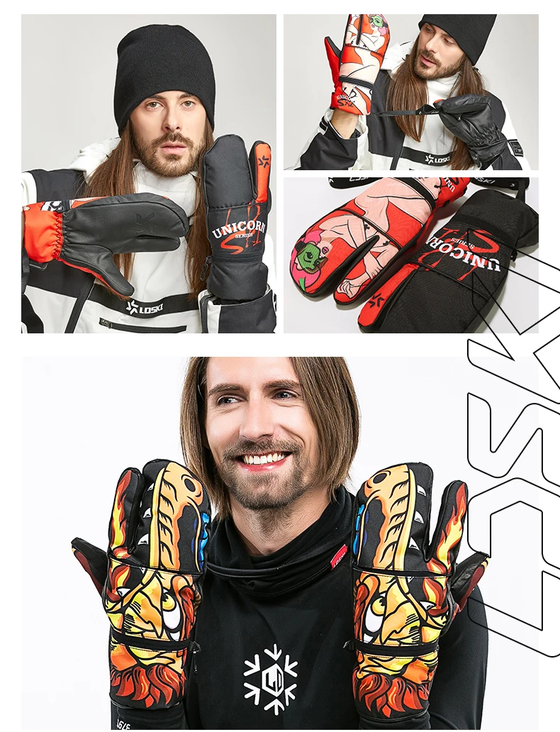 Лыжные перчатки LDSKI сноуборд перчатки козья кожа защита ладони теплоизоляция водонепроницаемые перчатки зимние спортивные перчатки
