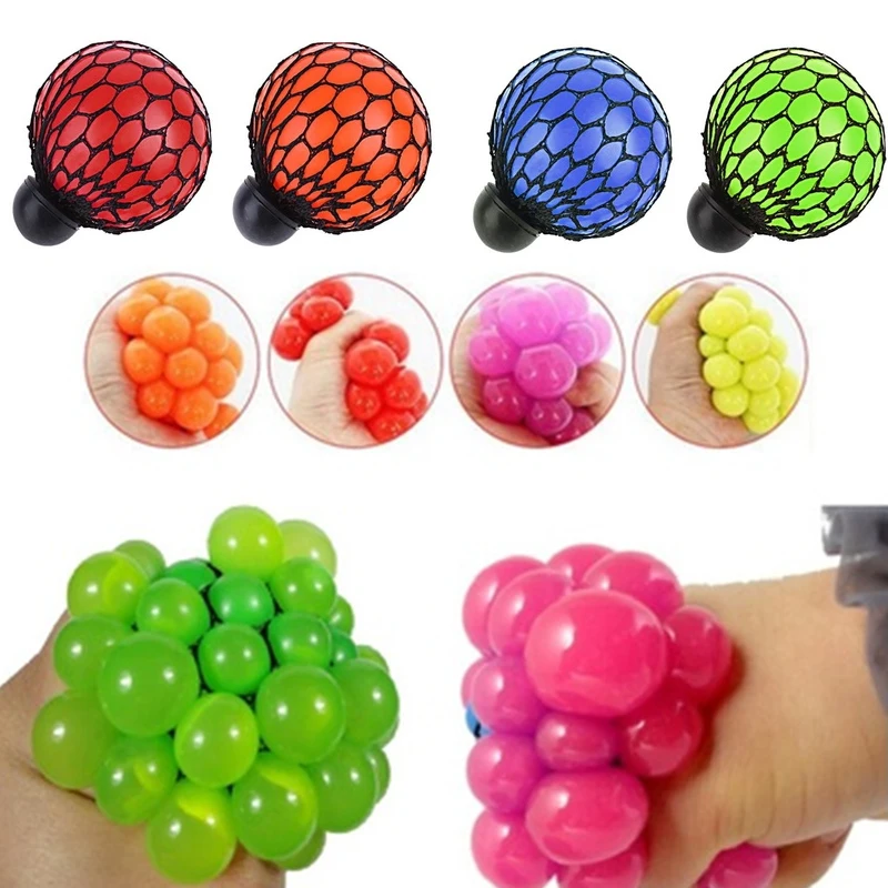 

Novetly Mesh Squeeze Ball Kid Toy Stress Relief Grape Balls Adult Relieve Pressure Hand Fidget Toy Juguetes Christmas Gift Jouet