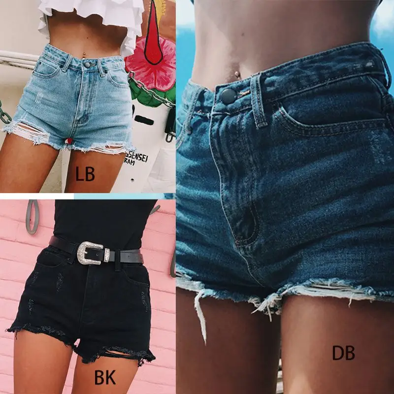 

Women Sexy High Waist Denim Shorts Side Slit Cat Claw Ripped Hole Hot Shorts Frayed Fringed Casual Summer Beach Slim Trousers