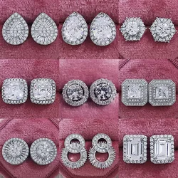 55 Styles Trendy 925 Sterling silver Lab Diamond Stud Earring Party Wedding Earrings for Women men Charm Birthday Jewelry Gift