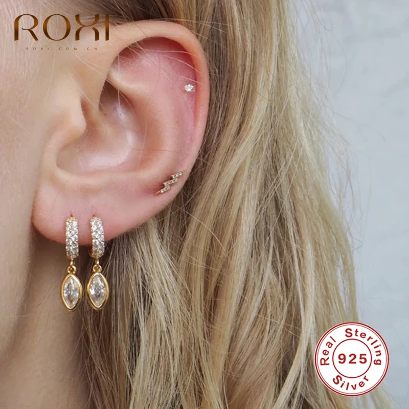 

ROXI Luxury Drop Eye Zircon Crystals Round Hoop Earrings for Women Girls Performance Wedding Earrings Silver 925 Jewelry Brincos