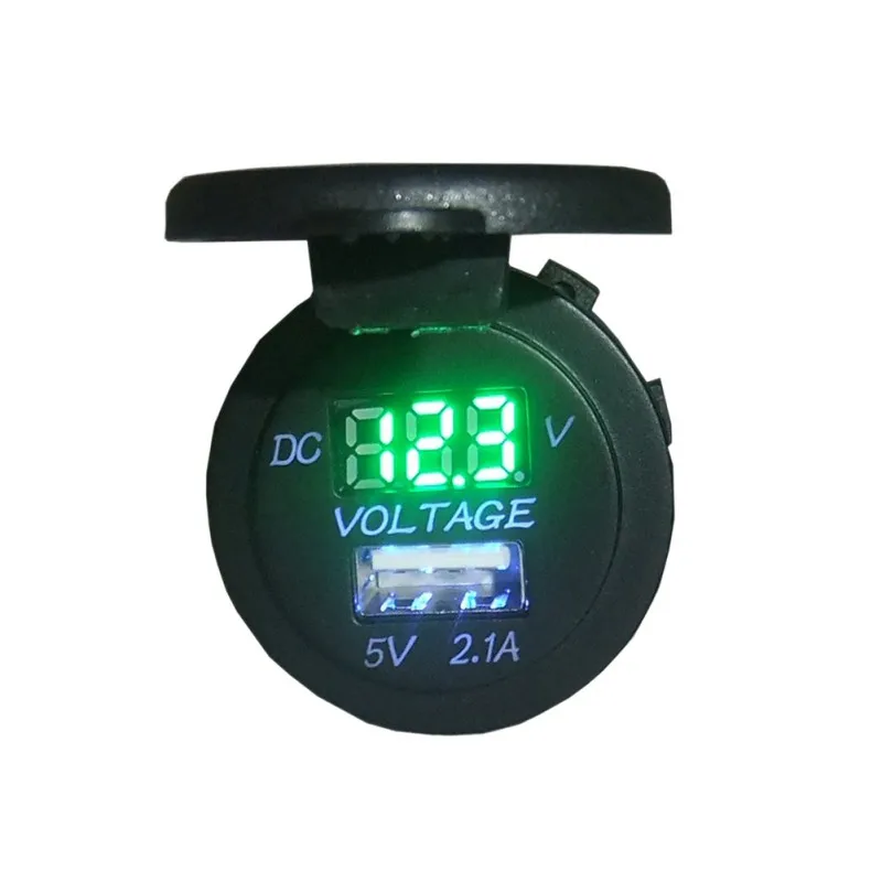 

12-24V Popular USB Car Charger Power Socket 2.1A Car Voltmeter LED Digital Display For Car Boat Motorcycle
