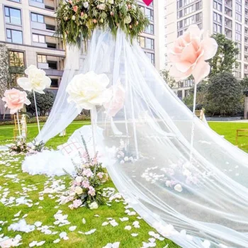 

Lace organza wedding scene wedding arch arrangement DIY birthday party table and chair bow decoration crystal yarn