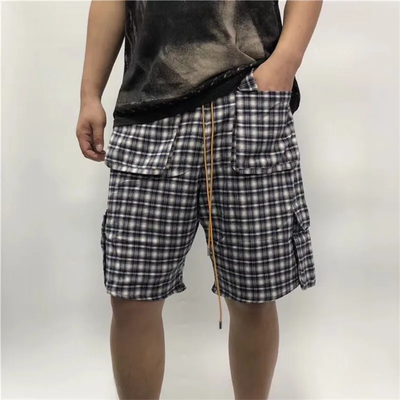 Rhude Plaid shorts stitching pockets 