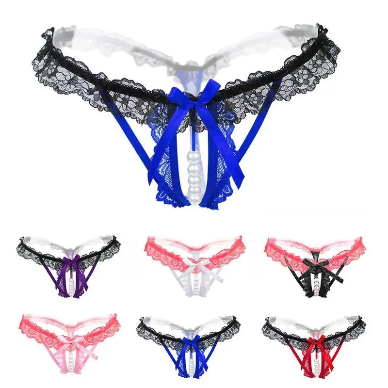 

1 PCS Women Lace Thongs And G Strings Sexy Hollow Pearls Underpants Women Sexy Panties Female Erotic Lingerie 56-85CM