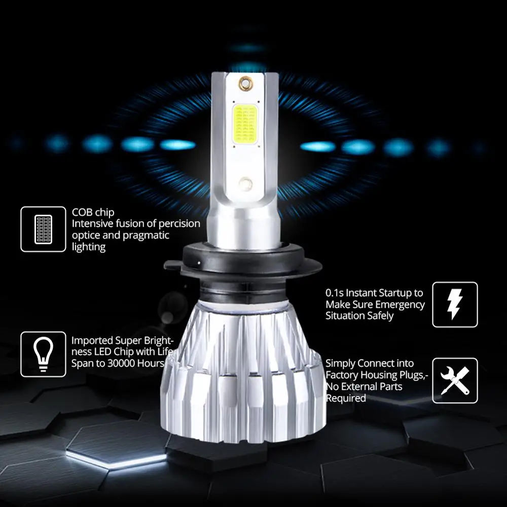 Светодиодные Автомобильные Передние Фары H4 H7 Led H1 H11 HB3 9005 5000lm 6500K 12V 24V