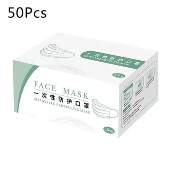 

50 Pcs Disposable Mouth Mask 3-Layers Non-Woven Protective Mouth-Muffle Earloop Dustproof Face Cover