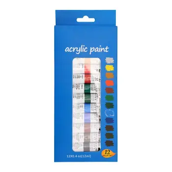 

12 Color Acrylic Paints Set 12ml Tubes Drawing Painting Pigment Hand-painted DIY 24BB