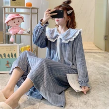 Nightgown Pajamas Women Pijamas Cute Long-sleeved Pajamas Facecloth Sweet Loungewear Female Sleepwear Autumn Winter Pajama Sets