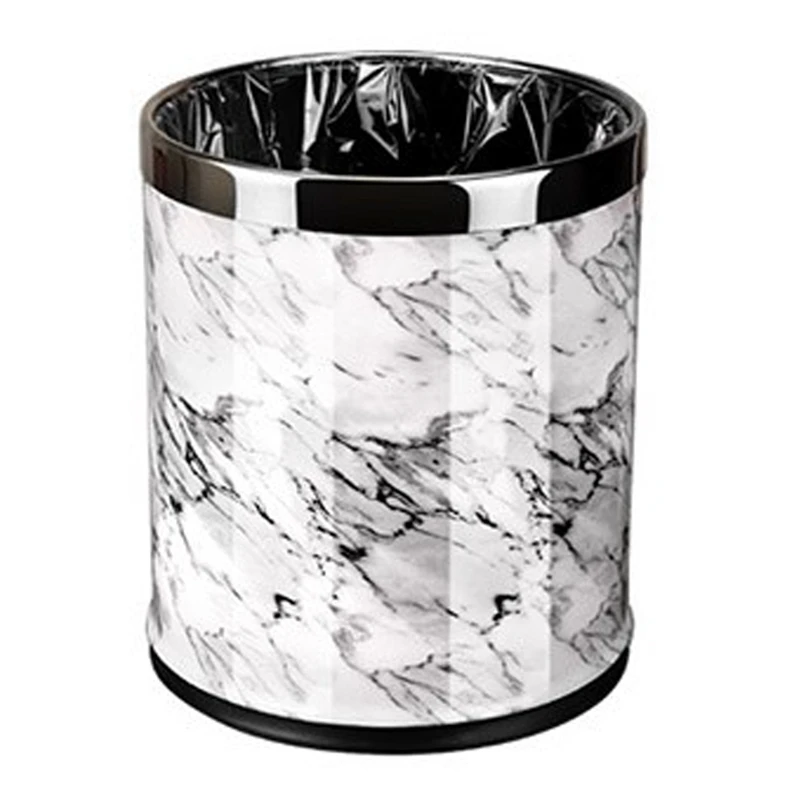 

Marble Pattern 10L Trash Can Bin Buckets Diameter 23Cm Height 27Cm Waste Bins Living Room Bathroom Kitchen Dustbin Trash Bin