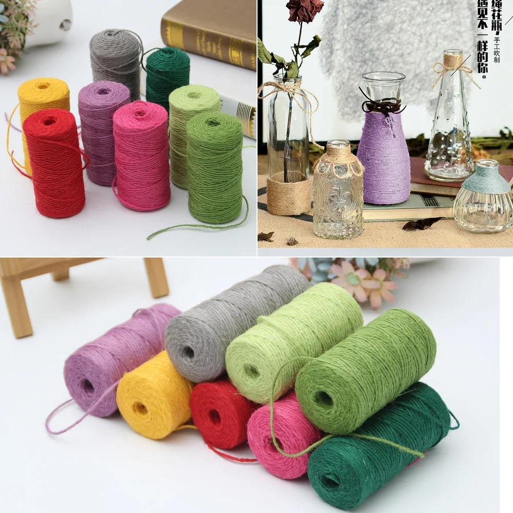 

2mm 500M Natural Burlap Hessian Jute Twine Cord Hemp Rope String Gift Packing Strings Christmas Event & Party Supplies DIY craft